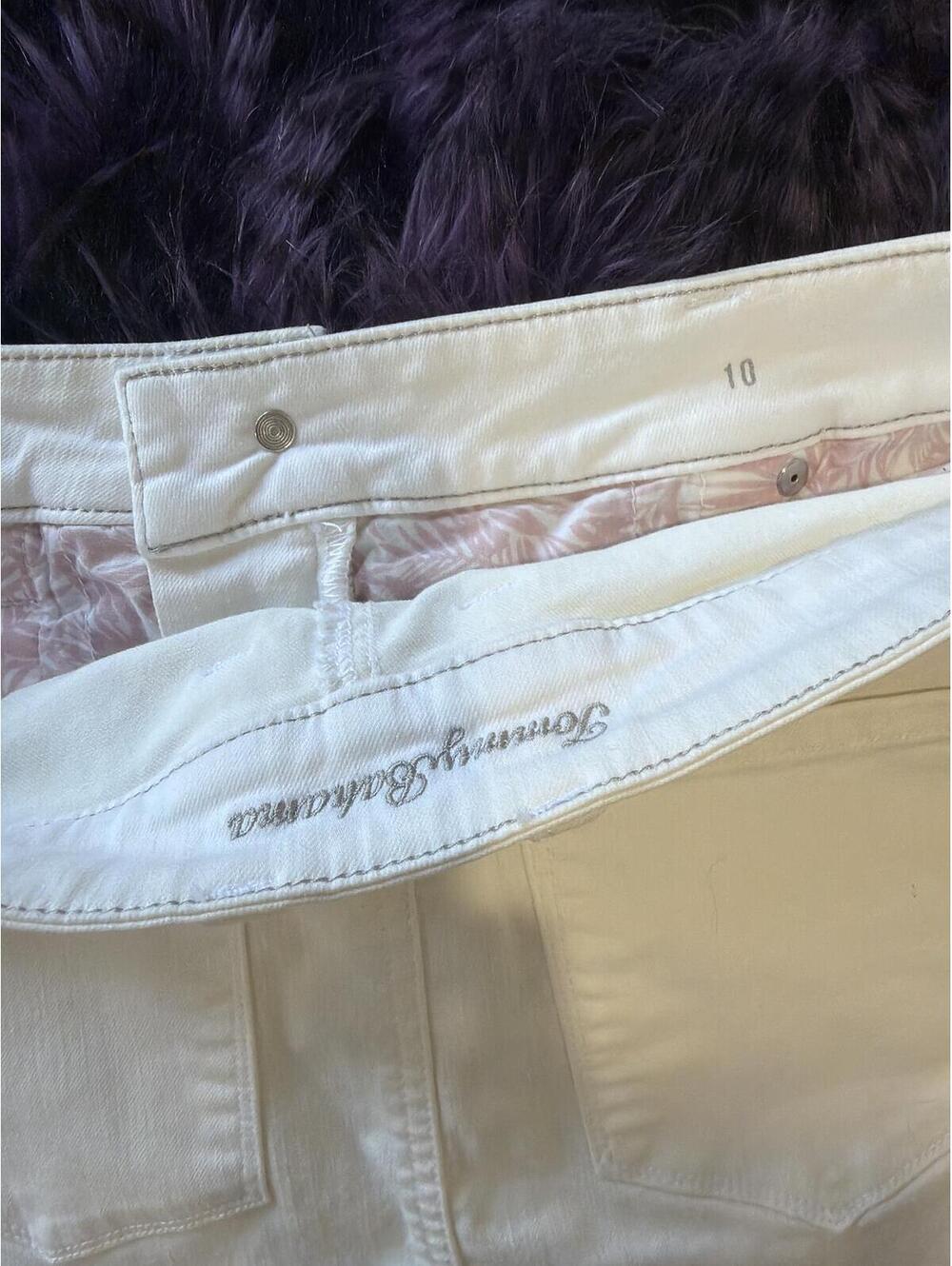 Tommy Bahama White/cream Denim Mini Skirt Raw Hem Size 10 - Picture 4 of 5